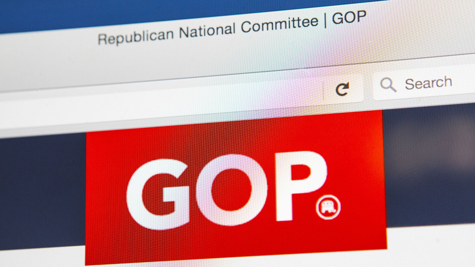 The homepage of the official website for the Republican Party, also known as the GOP (Grand Old Party)